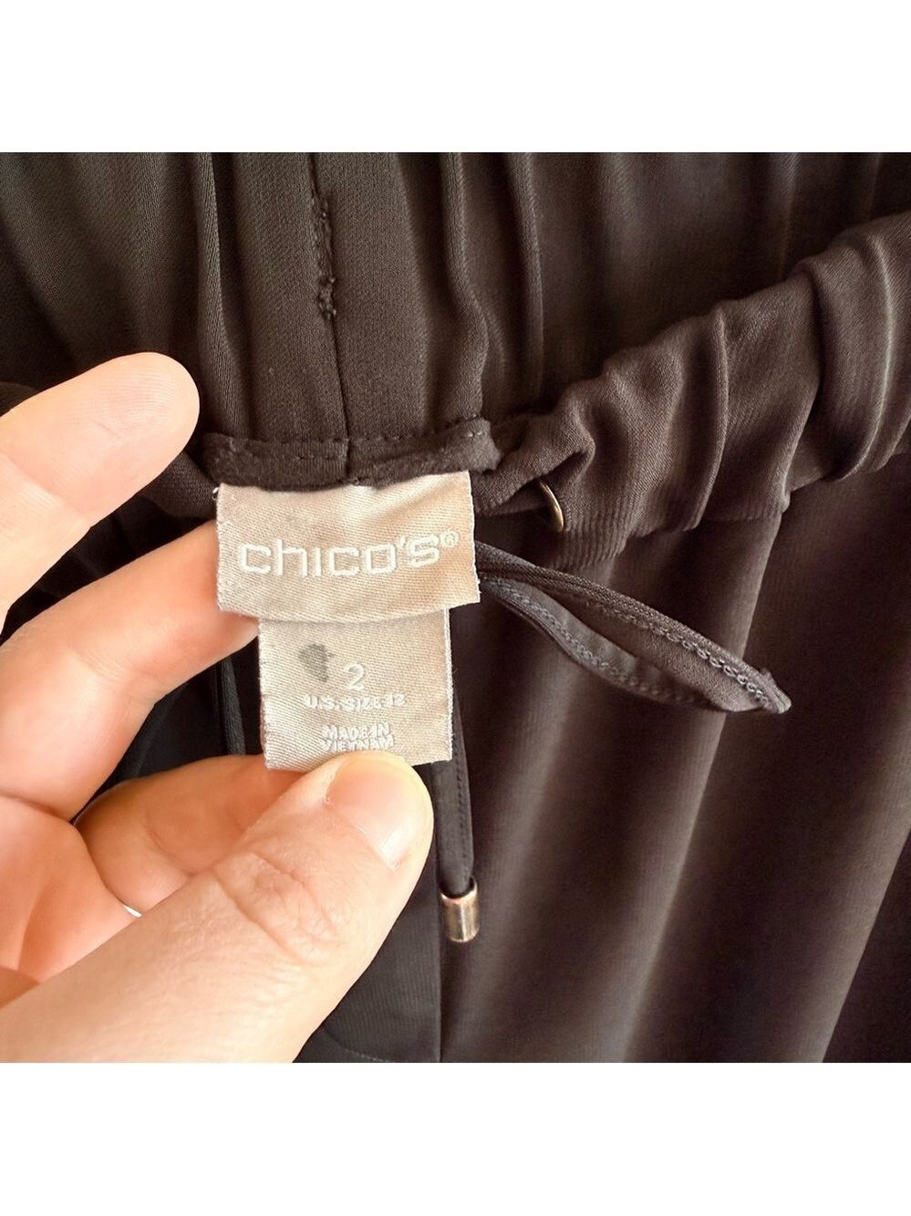 Chico's Elegant Black Drawstring Trousers Size 2 (Large 12) - Picture 3 of 7